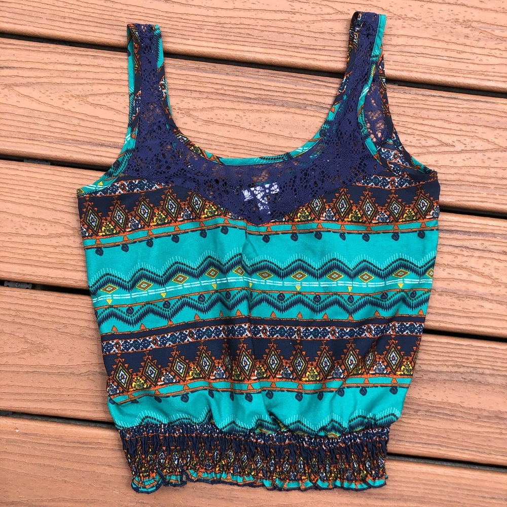 Delia’s Cropped Patterned Lacey Top